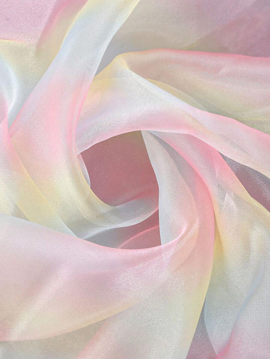 1pc Gradient Colorful Organza Fabric For Wedding Dress Making Sheer Rainbow Tulle Fabric - Gradient Pink Yellow Blue - View 1