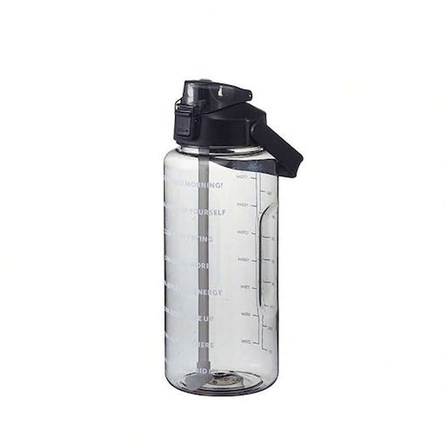 2 Liter Transparent Bottle + Leak-Proof Motivational Sticker - 黑色 - 查看 1
