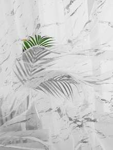 2 Piezas Cortinas Transparentes Con Diseño De Estampado De Mármol En Dorado Y Plateado Para La Decoración De Sala Y Dormitorio - Plateado - Ver 5