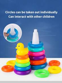 Kids' Rainbow Duck Montessori Stacking Rings Toy, Early Learning Cognitive Color Recognition Toy Children Toys,Boys Toys,Montessori