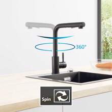 CECIPA  Kitchen Tap Pull-Out Kitchen Mixer Tap With 2 Spray Types Sink Mixer Tap 360° Swivel Mixer Tap Kitchen - 黑色 - 查看 3
