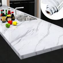 100cmMarble Self Adhesive Wall Stickers Kitchen Worktop Cupboard Cover Oil-Proof - Blanco - Ver 2