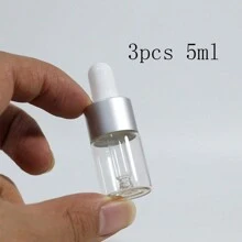3pcs 5ml/10ml/15ml Tampa De Prata Fosca Frascos Conta-gotas De Vidro Vazio Recarregável Para Óleo Essencial Recipiente De Fluido Cosmético Com Conta-gotas De Pipeta