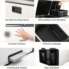 60L Kitchen Pedal Dual Waste Bin Trash Can Garbage Can Stainless Steel 2 Compartment Recycling Dustbin - White - View 6