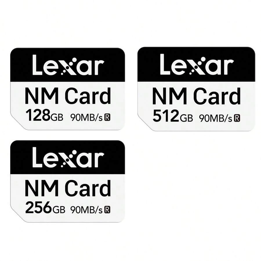 Lexar NM卡原裝NCARD記憶卡128GB 256GB 512GB，與華為Mate 60Pro + P30 P40 P50 Nova5 Enjoy / Honor / MatePad Pro手機兼容 - 黑與白 - 查看 1