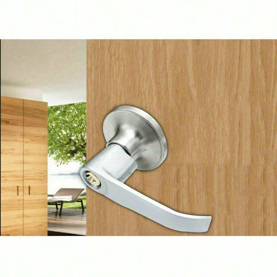 Home Entry Lever Three-Handle Door Lock Set Bathroom Entrance Passage W/3 Keys - Silver - View 1
