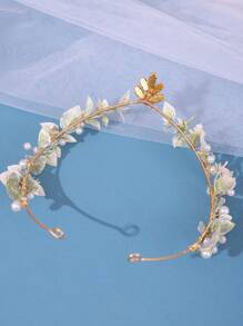 1 Stück Haarschmuck für Frauen im Waldfeen-Stil mit Lavendel & grünen Kristallen und Blätter Dekor für bohemian Partys, Abendkleider oder als Braut-Haarreif, boho elegante Tiara für Valentinstag, Hochzeit Haarzubehör - Grün - Übersicht 4