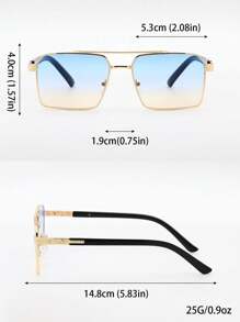 1pc, 2pcs, 3pcs Set Men's Rectangular Luxury Fashion Glasses, Classic Metal Frame Fashion Eyewear Suitable For Travel, Driving, Daily Life, Protective Glasses - Gold - View 11