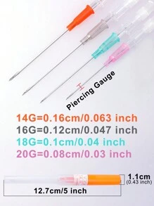 4pcs Piercing Needle New Type Automatic Release Catheter Needles 14G 16G 18G 20G Ear Lip Nose Belly Nipple Eyebrow Tongue Body Piercing Needle Tool