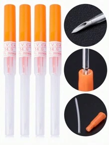 4pcs Piercing Needle New Type Automatic Release Catheter Needles 14G 16G 18G 20G Ear Lip Nose Belly Nipple Eyebrow Tongue Body Piercing Needle Tool