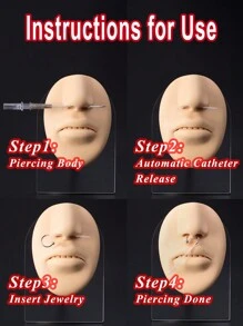 4pcs Piercing Needle New Type Automatic Release Catheter Needles 14G 16G 18G 20G Ear Lip Nose Belly Nipple Eyebrow Tongue Body Piercing Needle Tool