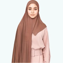 1pc Women's Modal Convenience Hijab Solid Color Head Scarf - Beige - View 3