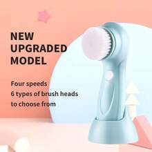 電動臉部清潔刷，男女用臉部磨砂器可充電臉部吸盤去角質深層清潔美容刷 - 藍色 - 查看 2