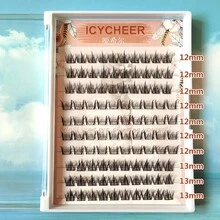 Set de pestañas de aspecto desaliñado 3 en 1, incluye pestañas con plumas de abanico y pestañas con forma de cuerno de vaca, 90 piezas por caja - C - Ver 3