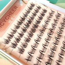 Set de pestañas de aspecto desaliñado 3 en 1, incluye pestañas con plumas de abanico y pestañas con forma de cuerno de vaca, 90 piezas por caja - C - Ver 6