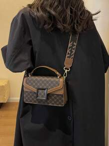 Bolso Cuadrado A Cuadros Mini Con Diseño De Doble Capa, Regalo Para Mujer Con Correa Cruzada Y Asa De Mano, Fabricado Con Piel Sintética, Elegante Y Versátil Para Su Uso Diario.