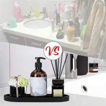 1 pièce Plateau de rangement en gel de silice de forme ovale pour la vanité, l'évier, le distributeur de savon, le parfum, les produits de maquillage, les bagues, les accessoires de salle de bain, la décoration d'intérieur, le mobilier, la décoration de salle de bain, l'organisateur de salle de bain, la décoration d'automne, la rentrée scolaire