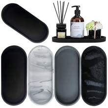 1 pièce Plateau de rangement en gel de silice de forme ovale pour la vanité, l'évier, le distributeur de savon, le parfum, les produits de maquillage, les bagues, les accessoires de salle de bain, la décoration d'intérieur, le mobilier, la décoration de salle de bain, l'organisateur de salle de bain, la décoration d'automne, la rentrée scolaire