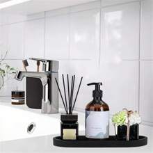 1 pièce Plateau de rangement en gel de silice de forme ovale pour la vanité, l'évier, le distributeur de savon, le parfum, les produits de maquillage, les bagues, les accessoires de salle de bain, la décoration d'intérieur, le mobilier, la décoration de salle de bain, l'organisateur de salle de bain, la décoration d'automne, la rentrée scolaire