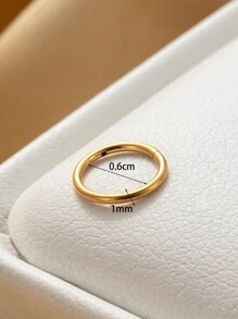 1只簡約時尚不銹鋼環形耳環,無縫式閉合,金色 - 金黃色 - 查看 2