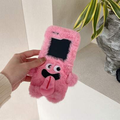 1pc Cute Cartoon Tongue Out Foldable Phone Case For Samsung Galaxy Z Flip3 5GGalaxy Z Flip 4 5GGalaxy Z Flip 5 5GGalaxy Z Flip 6 5GGalaxy Z Flip 7