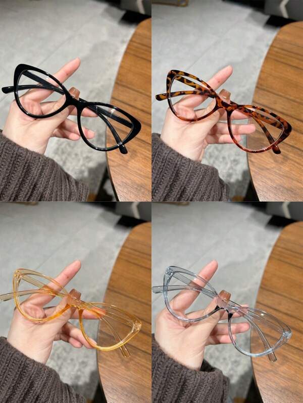 1 pieza Gafas de mujer tipo ojo de gato sin graduación, accesorio de gafas transparentes para mujer