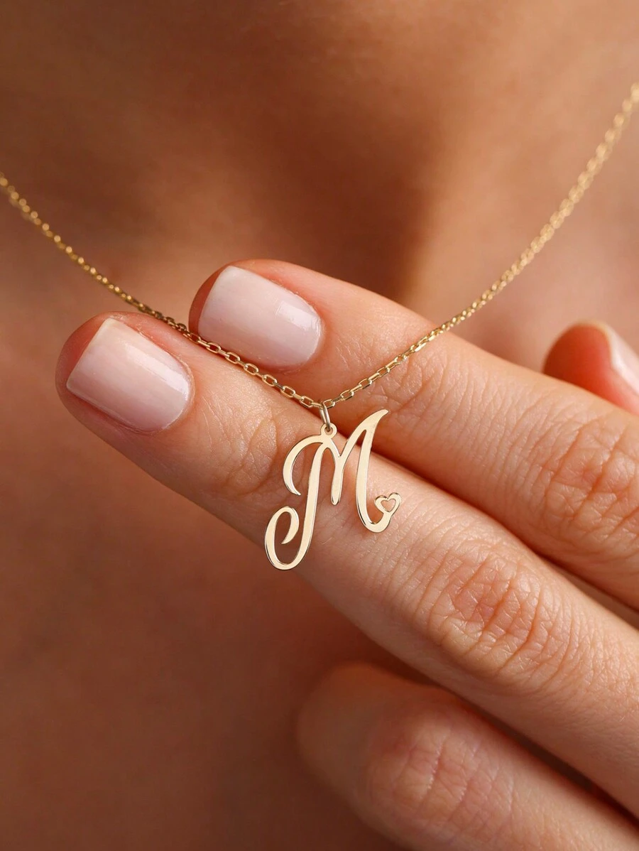 1Pc Minimalist Dainty Heart Initial Letter Pendant Necklace For Women Girls 26 English Letters Stainless Steel Clavicular Chain Necklaces Fashion Jewelry Gift