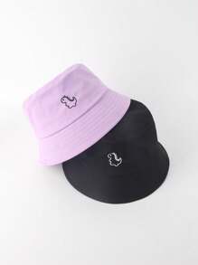 2入組女式簡約時尚恐龍刺繡漁夫帽,適合春秋季節,適用於情侶們及日常旅行戶外休閒運動 - 彩色 - 查看 16