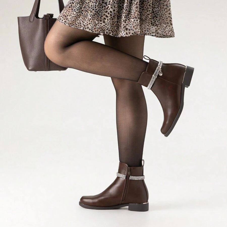 Botas Dama Zapatos Weide Para Mujer Moda Comodo Unico Botines de Mujer - Marrón - Ver 1