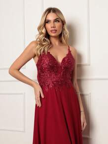 Women Dresses - 酒紅色 - 查看 4