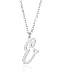 1Pc Minimalist Dainty Heart Initial Letter Pendant Necklace For Women Girls 26 English Letters Stainless Steel Clavicular Chain Necklaces Fashion Jewelry Gift