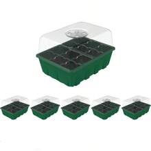 5 Sets Garden Propagator Kit With 60-Cell Transparent Seedling Tray, Seed Starting Tray With Clear Dome And Green Base - Green - View 1