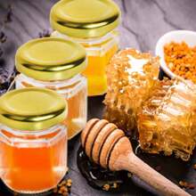 10pcs Mini Honey Jars-1.5oz/45ml, Wedding Gifts For Guests Hexagon Honey Jars With Gold Cover, Wooden Dippers, Thanks Tags, For Baby Shower Bridal Shower Gift Packaging - 10pcs - View 6