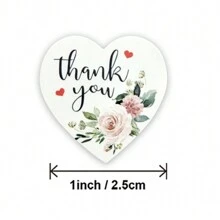 500pcs/Roll Heart Shaped Thank You Stickers, Party Wedding Favor Decoration Stickers,School Supplies,Back To School