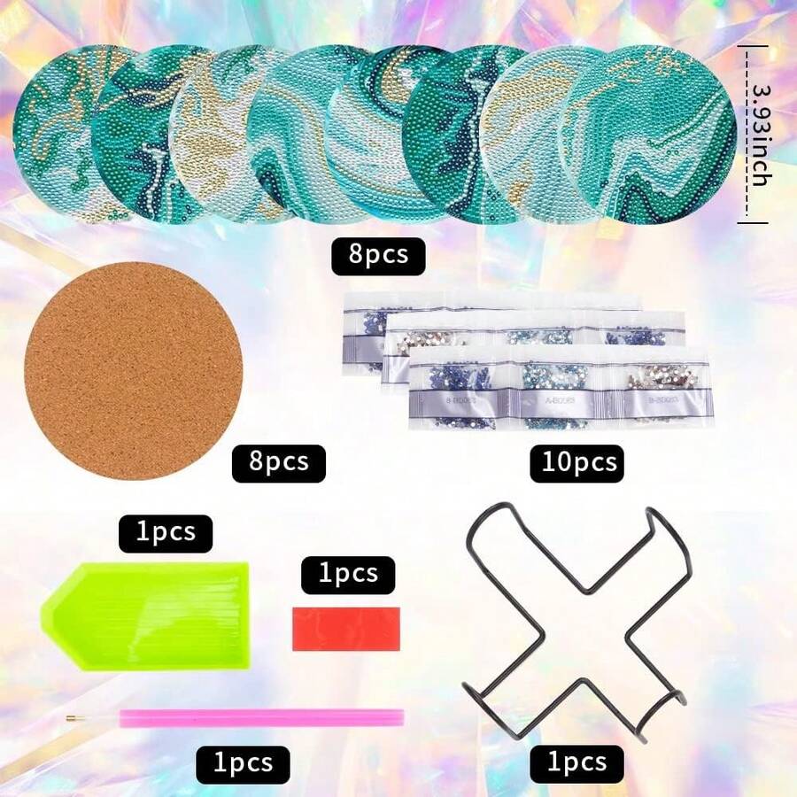 8pcs Wooden Diamond Painting Display Stand & Coaster for Sale Australia