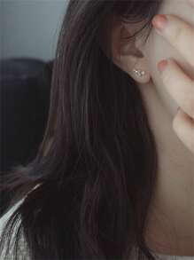 CHOSHILAR 1對鍍金黃銅小麥穗耳環，鑲有立方氧化鋯，時尚可愛的迷你耳針，適用於女士，四季皆宜