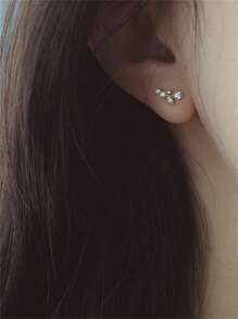 CHOSHILAR 1對鍍金黃銅小麥穗耳環，鑲有立方氧化鋯，時尚可愛的迷你耳針，適用於女士，四季皆宜