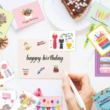 20 Piezas Tarjetas De Cumpleaños Con 20 Sobres Y 2 Hojas De Pegatinas, Tarjetas De Feliz Cumpleaños En Volumen Con Paquete Variado De Tarjetas De Saludo - Multicolor - Ver 5