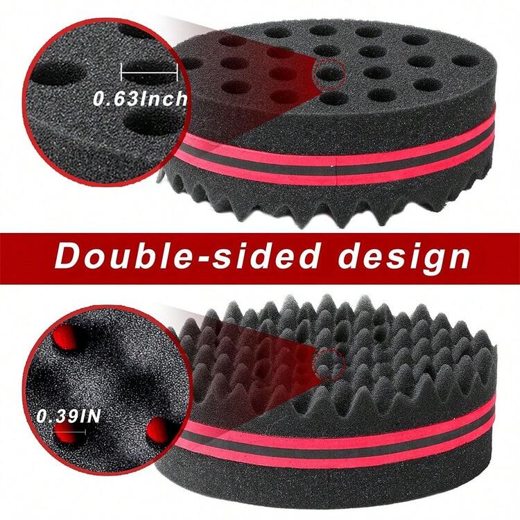 Set De 3 Esponjas Para El Cabello Para Hombres Y Mujeres, Esponja Rizadora Y Cepillo En Espiral Para Cabello Afro Con Selecciones De Cabello Afro Metálico - Negro - Añade 3