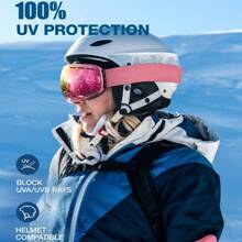 1 Gafas De Esquí, Gafas De Snowboard Otg, Lentes Desmontables Para Hombres, Mujeres Y Adultos - Rosa - Ver 1