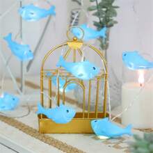 Led Shark String Lights For Children's Room, Indoor Little Duck Birthday Party Scene Decoration Photo Props - Blue - View 2