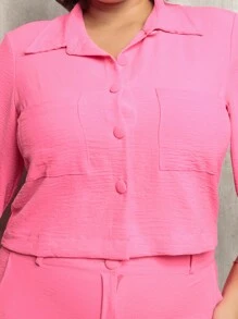 Plus Size Co-Ords - 玫紅色 - 查看 5