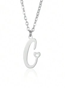 1Pc Minimalist Dainty Heart Initial Letter Pendant Necklace For Women Girls 26 English Letters Stainless Steel Clavicular Chain Necklaces Fashion Jewelry Gift