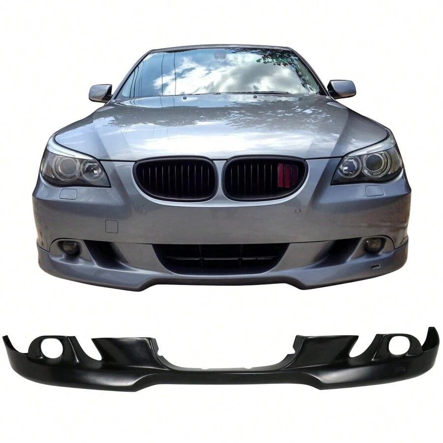 Front Bumper Lip Compatible With BMW5 Series E60 Pre-LCI 2004–2007,  Will Not Fit FaceliftWill Not Fit M5 Model Will Not Fit M-Tech Or M-Sport Bumper,AC Style Black PU Front Lip Car Stuff - 黑色的 - 查看 1