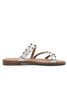 Women Slide Sandals Flat Sandals Slip On Open Toe Summer Slippers For Music Festivals Holiday Party - White - View 7