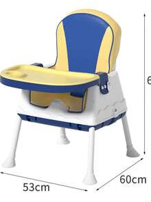Silla Periquera Convertible 3 en 1 para Bebé - Segura, Multifuncional y Cómoda, con Mesa de Actividades - Ideal para Alimentación y Juego, Diseño Ergonómico y Moderno, Apta desde 6 Meses hasta 6 Años - Color Neutro Adecuado para Niño y Niña - Azul - Ver 2