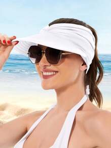 1pc Women Fashion Best Solid Ruched Detail Visor Hat Black - Black - View 19