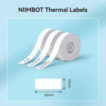 12-30 毫米 Niimbot D101 D11 D110 標籤熱感貼紙白色不乾膠紙防水 3 捲紙官方適用於印表機 - 3Rolls WH12-30mm210pcs - 查看 2