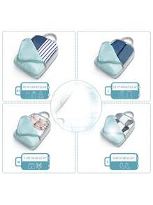 4-Piece Compression Storage Bag, Travel Storage Bag With Shoe Pocket, Expandable And Advanced Storage - Essential For Travel Suitcases Travel Organizer For Clothes Luggage Storage Bag Set Packaging Bag For Cruise Holiday Beach Vacation Stuff Summer Travel Essentials For Ladies Woman Suitcase Underwear Bag Room Decor - Blue - View 3