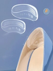 1 Pair Of Silicone Heel Patches, Anti-Friction Particles Invisible, Transparent Non-Slip, Soft, Adjustable Size - Clear - View 1